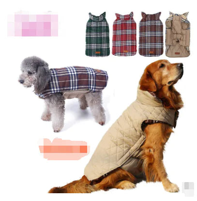 Waterproof Reversible Plaid Dog Jacket for Pets