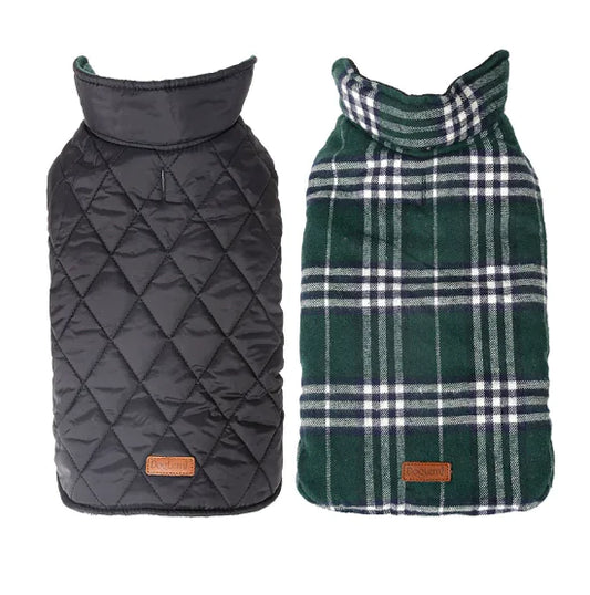 Waterproof Reversible Plaid Dog Jacket for Pets